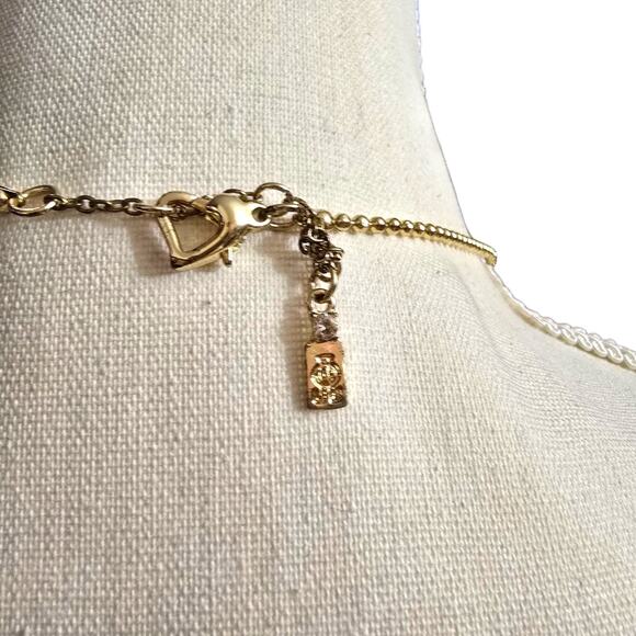 Multichain Necklace Bib Style Jennifer Lopez Rhinestones Gold Color Tone 16"+ - Picture 4 of 6